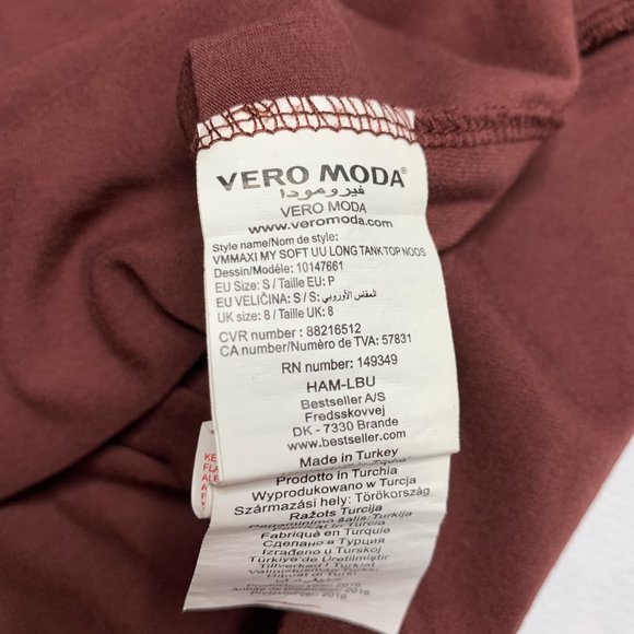 Vero Moda Tank Top T-Shirt Basic Stretch Brown Size S - Picture 4 of 7